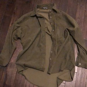 PLT dark green corduroy button up